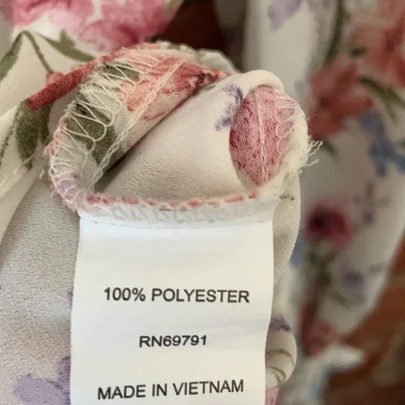 Poppi Cream Peach Blue Floral Ruffle Blouse - Picture 6 of 8